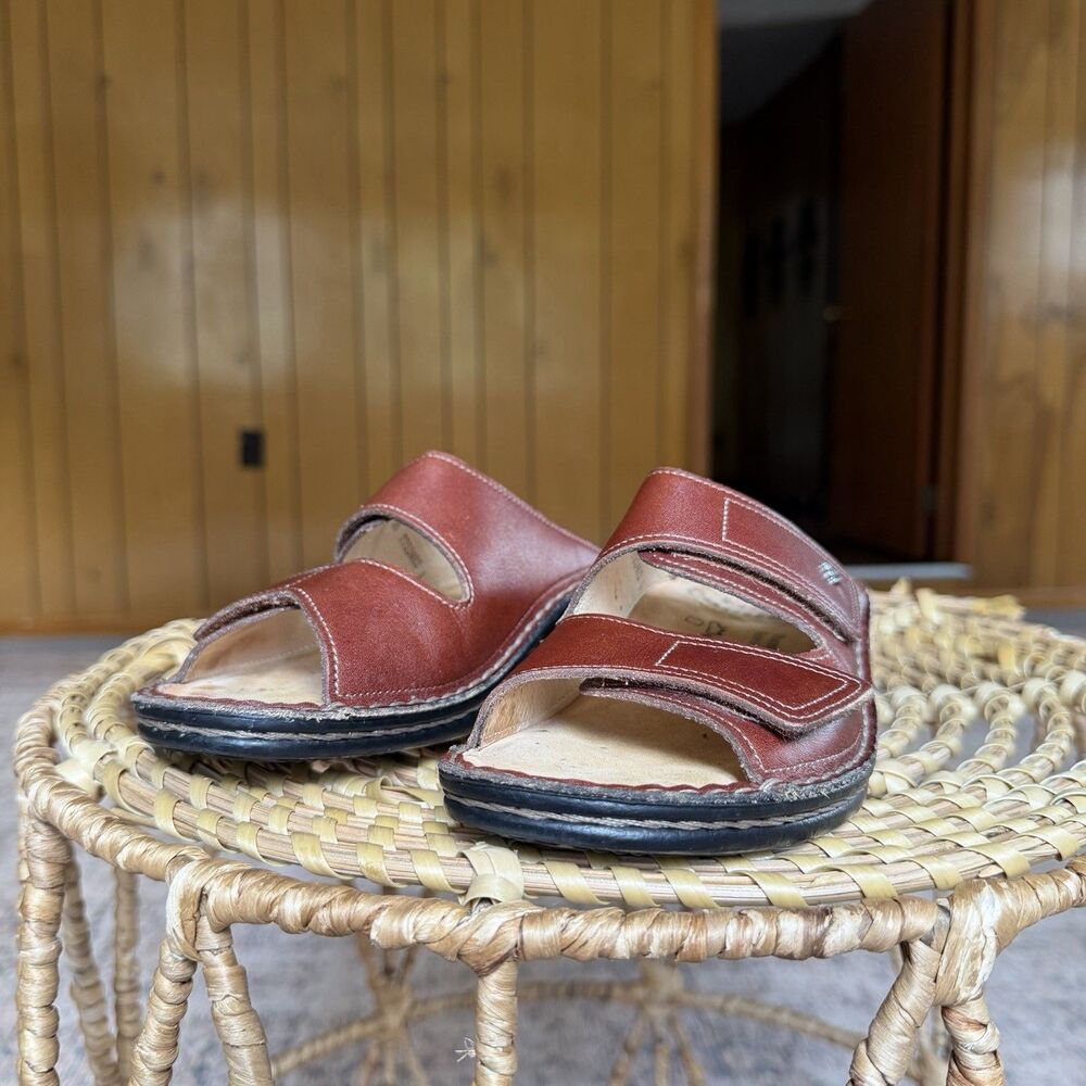 $245 Finn Comfort Brown Leather Jamaica Slip On Sandals Flats Germany Sz 36 US 6 - Picture 4 of 14